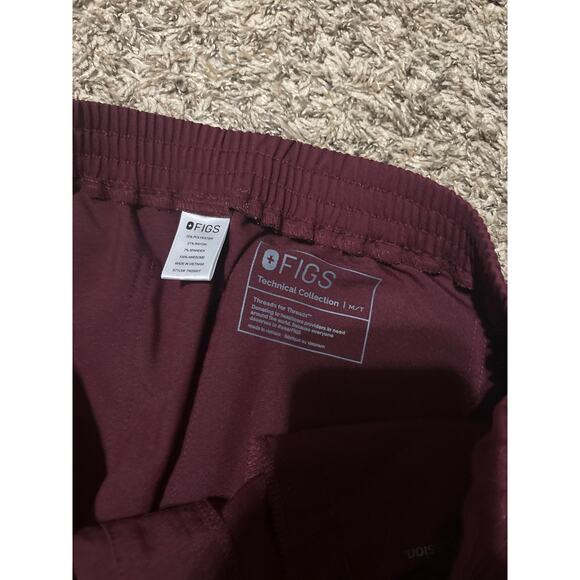 Figs Women's Wide Leg Pants - Burgundy - Picture 2 of 3